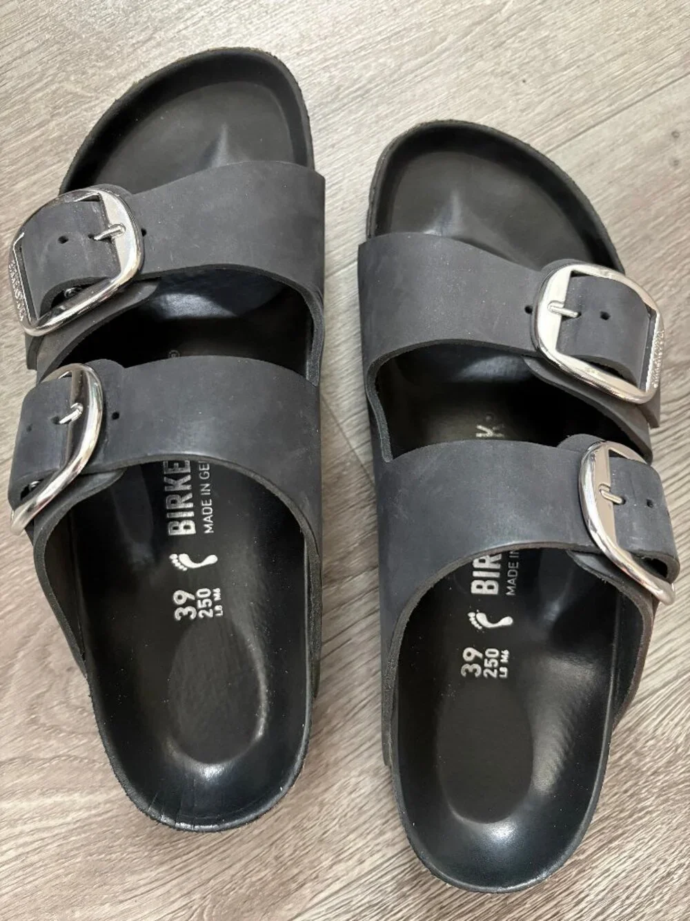Birkenstock Arizona Big Buckle Black Oiled Leather Size 8-8.5 EU 39 Narrow EUC
